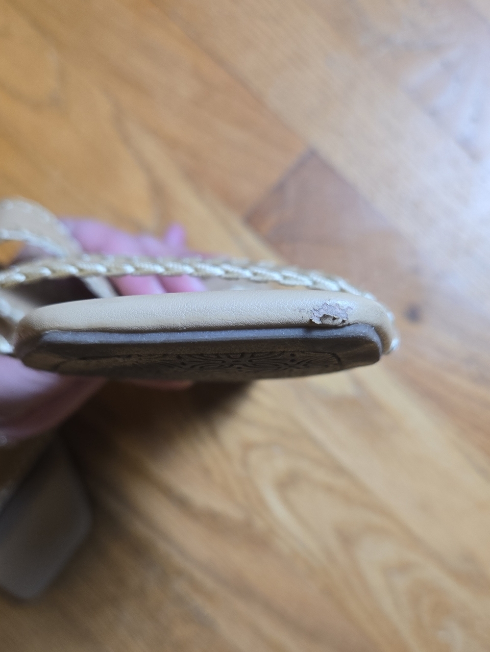 Joie Chiara tan stitched trim slide-on low heel sandals - Picture 3 of 7